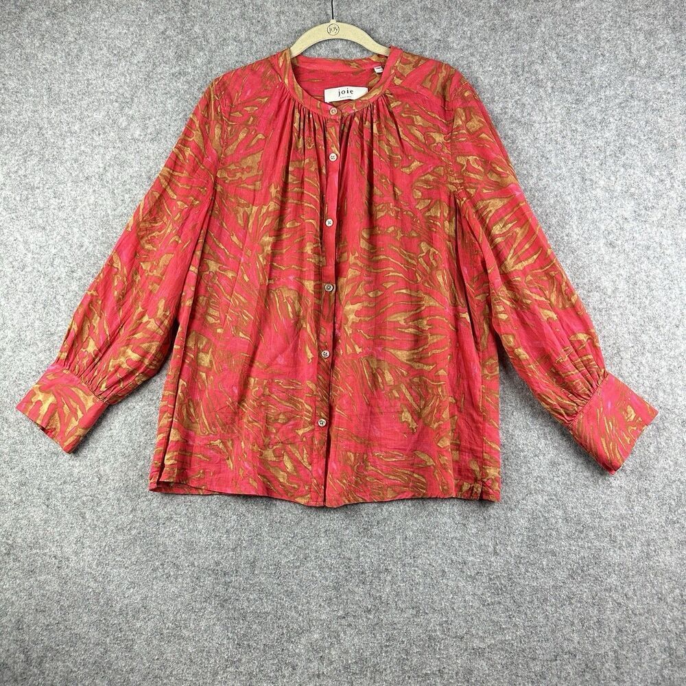 Joie Fano Top Blouse Womens M Island Bloom Button Casual Travel Beach Resort*